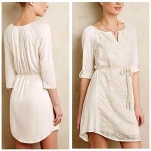 TINY Anthropologie Paperwhites White Lace Embroidered Dress Small